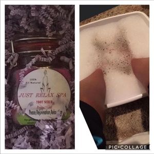Foot Scrub includes foot fill and candle